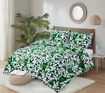 Autumn special GREEN LEAVE PINCH / Deep Fitted Sheet|  Duvet Set| Printed Duvet Set| Bedding sets Bedsheets