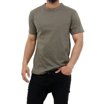 Men's Plain Half Sleeve T-Shirt Top Slim Fit *PLAIN* Crew Neck Casual Tops OLIVE - GW FASHIONS LTD
