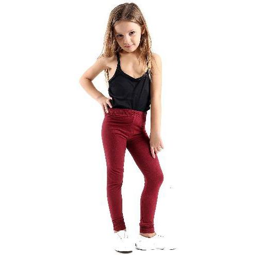 *Girls* KIDS Plain *Leggings* Trousers Full Crop Stretch Legging WINE - GW FASHIONS LTD
