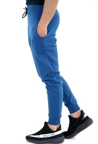 *MEN'S* FLEECE JOGGER BOTTOM PANT GYM TROUSERS MID BLUE SIDE- GW FASHIONS LTD