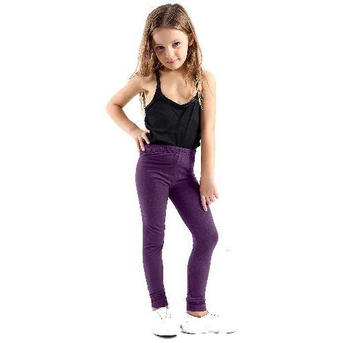 *Girls* KIDS Plain *Leggings* Trousers Full Crop Stretch Legging PURPLE - GW FASHIONS LTD