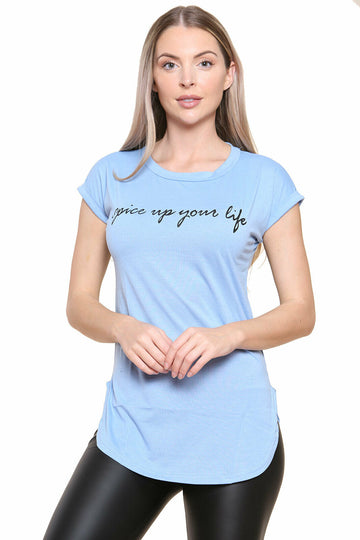 LADIES HALF SLEEVES LONG HEM TOPS