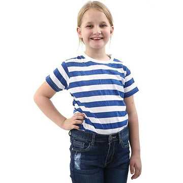 KIDS UNISEX (BOYS/GIRLS) BLUE & WHITE STRIPED T-SHIRT TOP