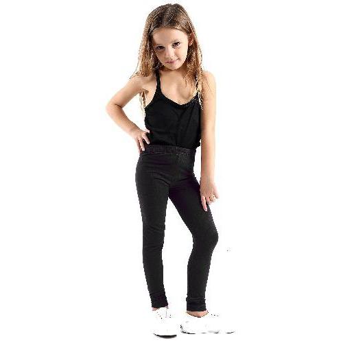 *Girls* KIDS Plain *Leggings* Trousers Full Crop Stretch Legging BLACK- GW FASHIONS LTD