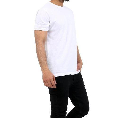 Men's Plain Half Sleeve T-Shirt Top Slim Fit *PLAIN* Crew Neck Casual Tops WHITE SIDEPOSE - GW FASHIONS LTD