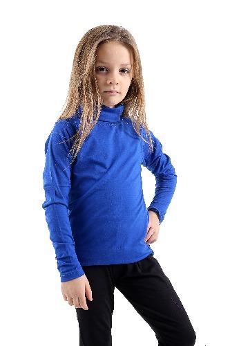 *KIDS* GIRLS BOYS POLO *HIGH NECK* TOPS LONG SLEEVE PLAIN ROLL SHIRT ROYAL BLUE - GW FASHIONS LTD