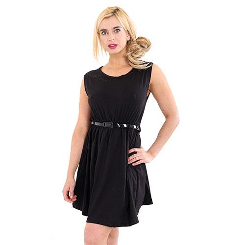 GIRLS PARTY FLORAL KIDS PLAIN BODY CO SKATER DRESS FLARED BELTED PRINTED DRESSES BLACK