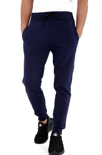 *MEN'S* FLEECE JOGGER BOTTOM PANT GYM TROUSERS NAVY BLUE FRONT- GW FASHIONS LTD