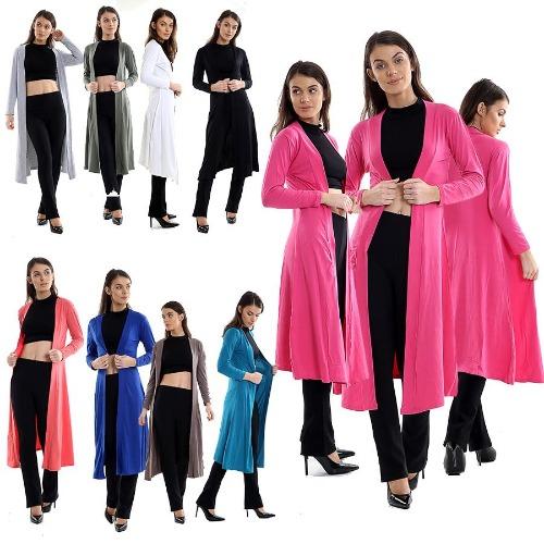 WOMEN’S LADIES LONG SLEEVE *MAXI* BOYFRIEND CARDIGAN OPEN CARDIGANS FLOATY 8-16 - GW FASHIONS LTD