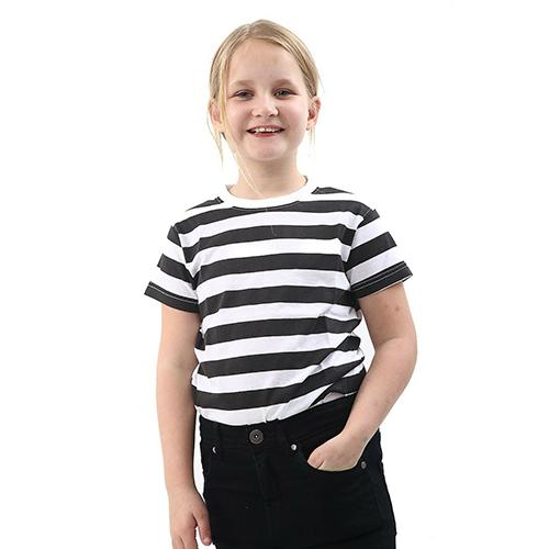 KIDS UNISEX (BOYS/GIRLS) BLACK & WHITE STRIPED T-SHIRT TOP