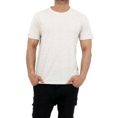 Men's Plain Half Sleeve T-Shirt Top Slim Fit *PLAIN* Crew Neck Casual Tops OATMEAL - GW FASHIONS LTD