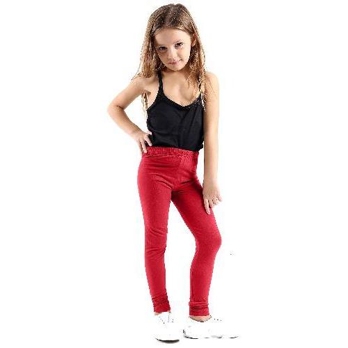 *Girls* KIDS Plain *Leggings* Trousers Full Crop Stretch Legging RED - GW FASHIONS LTD