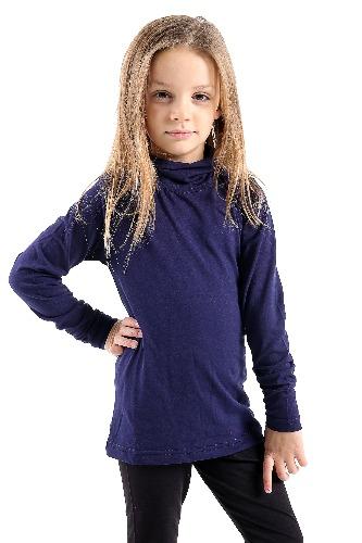 *KIDS* GIRLS BOYS POLO *HIGH NECK* TOPS LONG SLEEVE PLAIN ROLL SHIRT NAVY BLUE- GW FASHIONS LTD