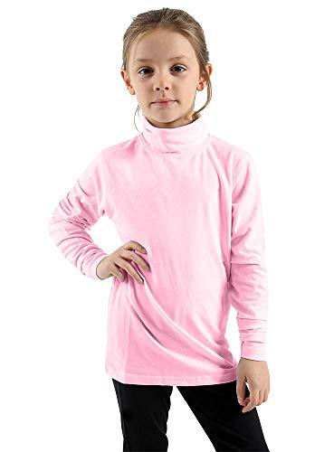*KIDS* GIRLS BOYS POLO *HIGH NECK* TOPS LONG SLEEVE PLAIN ROLL SHIRT BABY PINK- GW FASHIONS LTD