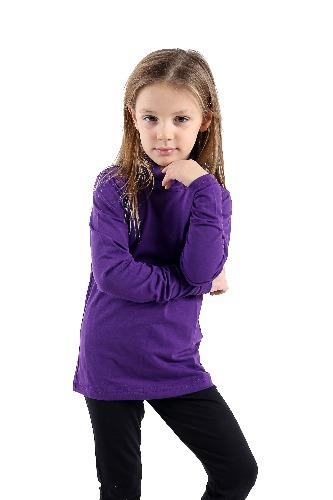 *KIDS* GIRLS BOYS POLO *HIGH NECK* TOPS LONG SLEEVE PLAIN ROLL SHIRT PURPLE- GW FASHIONS LTD