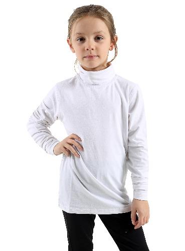 *KIDS* GIRLS BOYS POLO *HIGH NECK* TOPS LONG SLEEVE PLAIN ROLL SHIRT WHITE- GW FASHIONS LTD
