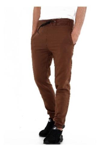 *MEN'S* FLEECE JOGGER BOTTOM PANT GYM TROUSERS BROWN FRONT- GW FASHIONS LTD