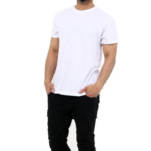 Men's Plain Half Sleeve T-Shirt Top Slim Fit *PLAIN* Crew Neck Casual Tops WHITE - GW FASHIONS LTD