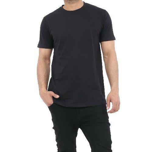Men's Plain Half Sleeve T-Shirt Top Slim Fit *PLAIN* Crew Neck Casual Tops BLACK FRONT - GW FASHIONS LTD