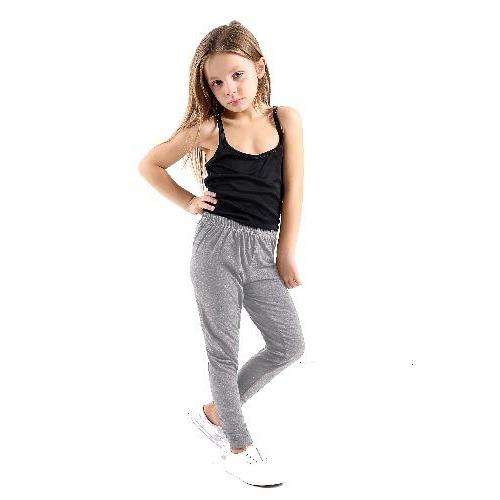 *Girls* KIDS Plain *Leggings* Trousers Full Crop Stretch Legging LIGHT GREY- GW FASHIONS LTD