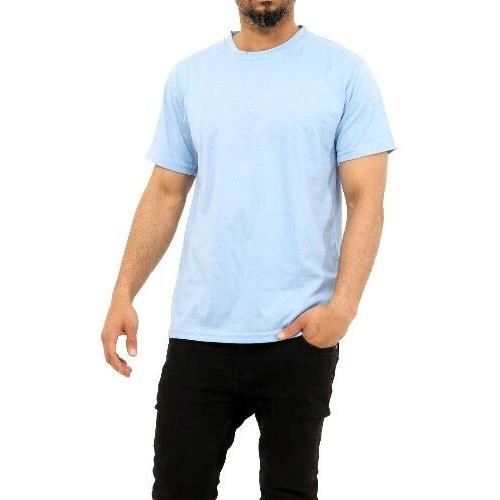 Men's Plain Half Sleeve T-Shirt Top Slim Fit *PLAIN* Crew Neck Casual Tops SKY BLUE - GW FASHIONS LTD