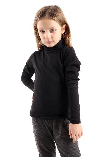 *KIDS* GIRLS BOYS POLO *HIGH NECK* TOPS LONG SLEEVE PLAIN ROLL SHIRT BLACK- GW FASHIONS LTD