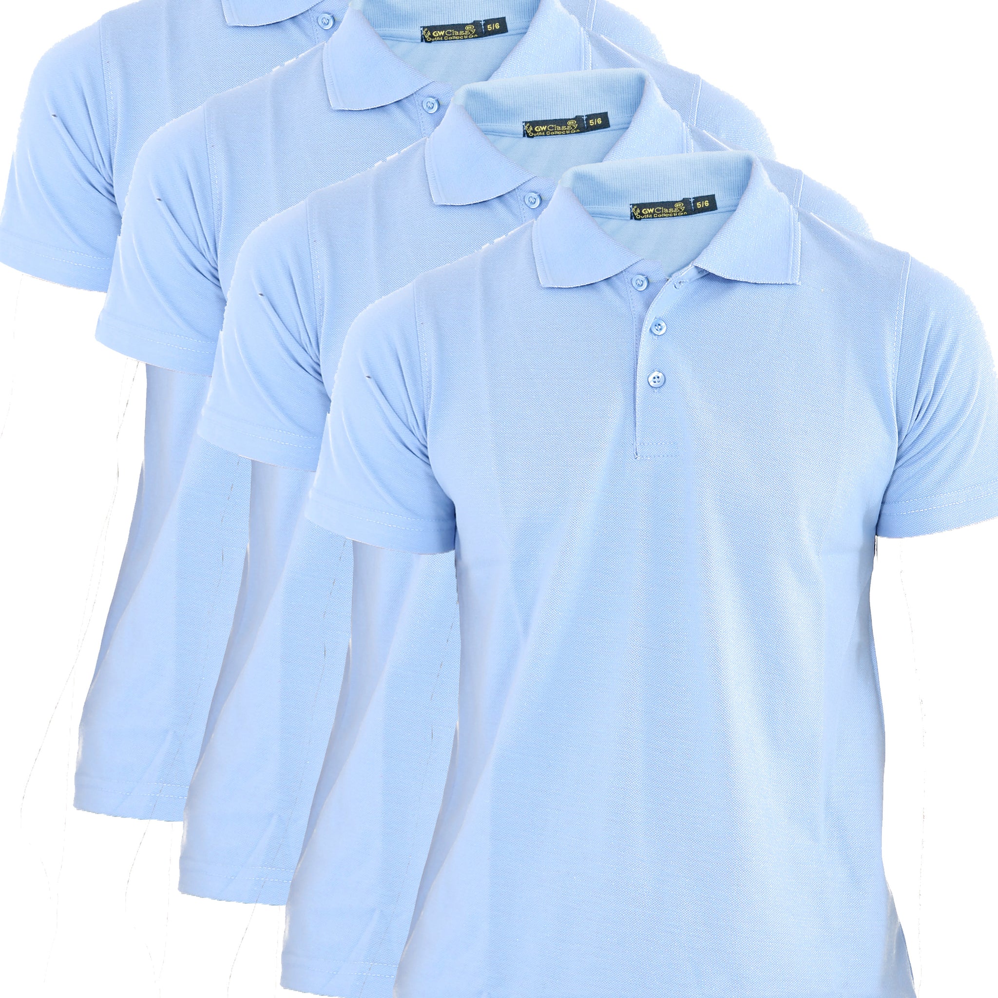 Boys Girls (Pack of 4) Half Sleeve Polo T-Shirts 4X Boys Polo T Shirts (Multipacks) Unisex Kids Plain Short Sleeve T-Shirts School Uniform Shirts PE Top Gym Tops