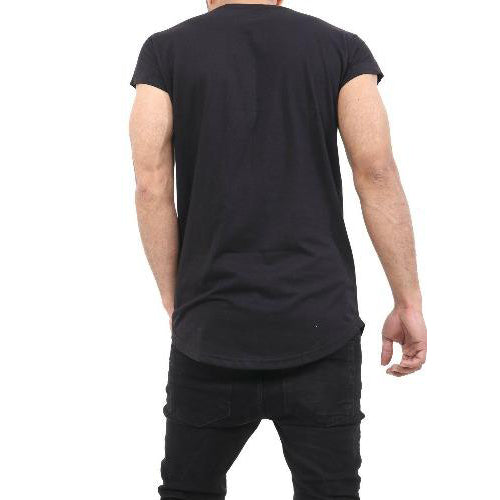 Men's Plain Half Sleeve T-Shirt Top Slim Fit Round Hem Crew Neck Casual Tops BACK POSE BLACK-GW FASHIONS LTD
