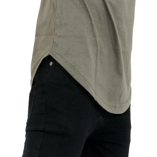 Men's Plain Half Sleeve T-Shirt Top Slim Fit Round Hem Crew Neck Casual Tops ROUND ZOOM OLIVE-GW FASHIONS LTD