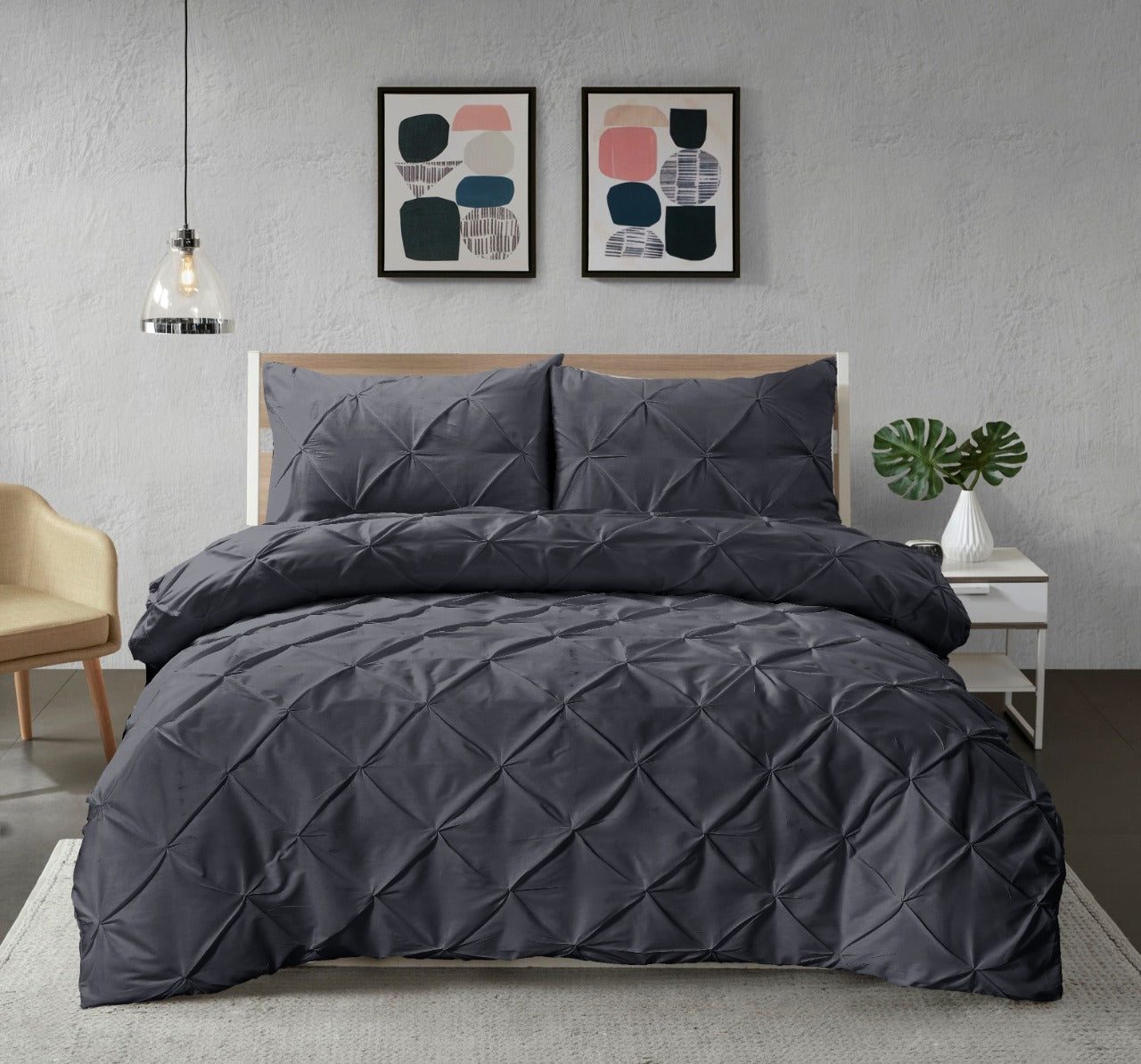 Pintuck Duvet Cover Set with Pillow Cases