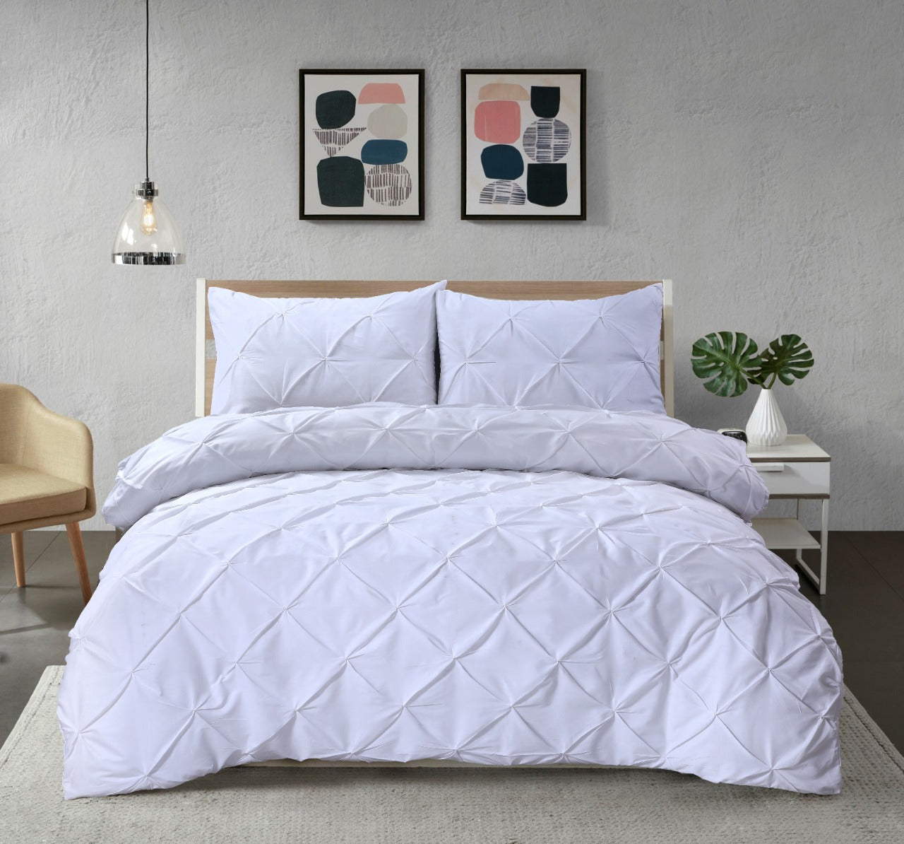 Pintuck Duvet Cover Set with Pillow Cases (Wholesale)