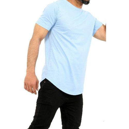 Men's Plain Half Sleeve T-Shirt Top Slim Fit Round Hem Crew Neck Casual Tops SKY BLUE SIDEPOSE-GW FASHIONS LTD