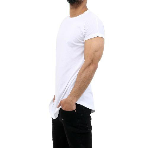 Men's Plain Half Sleeve T-Shirt Top Slim Fit Round Hem Crew Neck Casual Tops WHITE SIDEPOSE-GW FASHIONS LTD